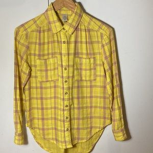 Anthropologie Top Size 2 Seen Worn Kept Plaid Button Front Long Sleeve shirt